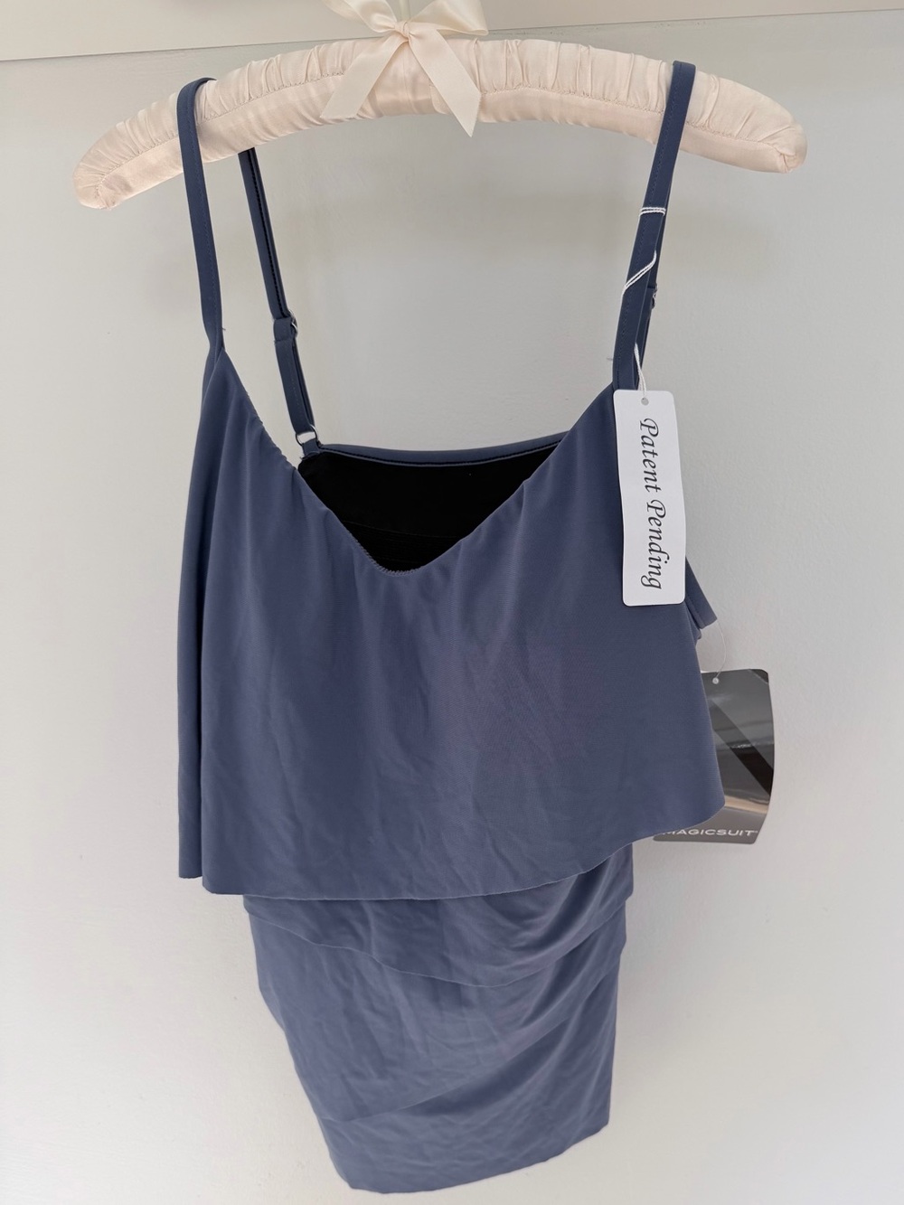 NWT flattering bathing suit top blue grey 12